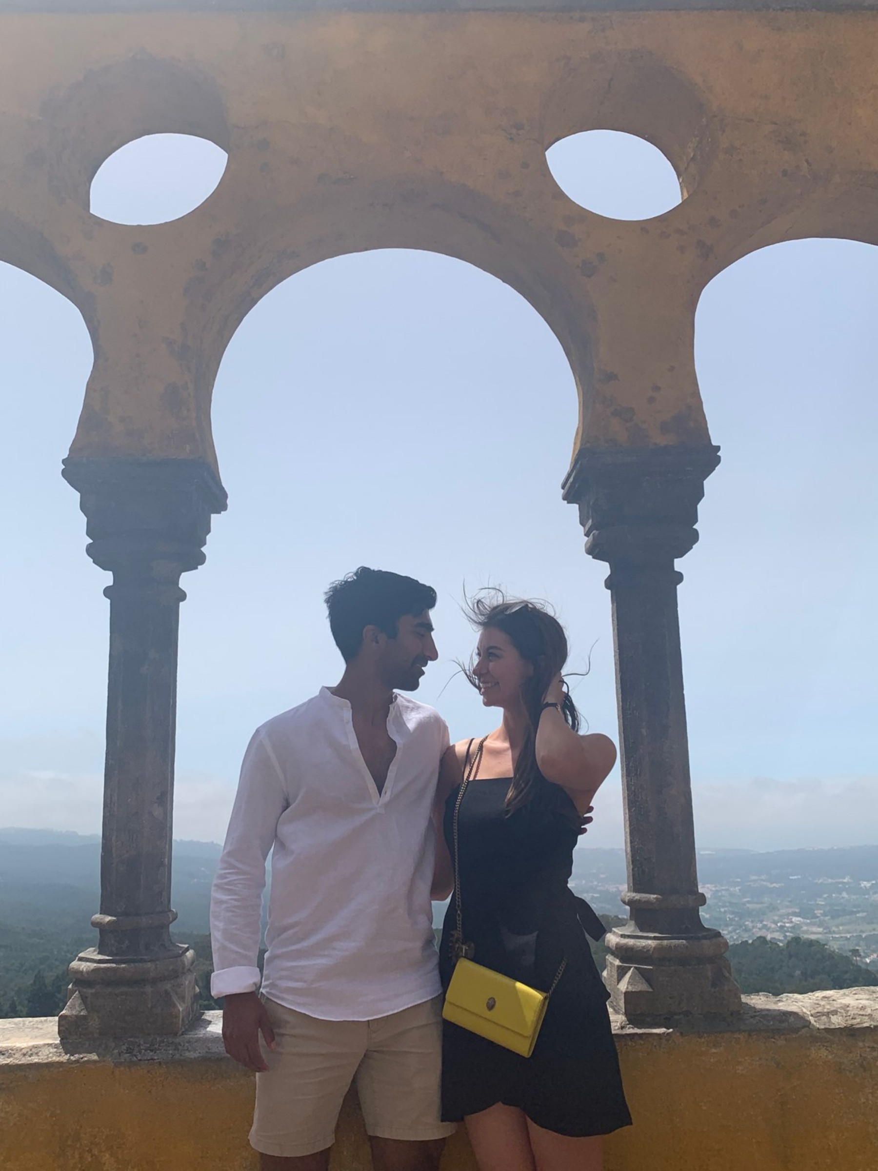 Cate and Brij beneath the arches in Sintra